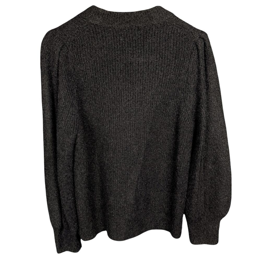 Madewell Women's Large Black Ribbed Funnel Neck Knit Stretch Casual Sweater - Picture 2 of 8